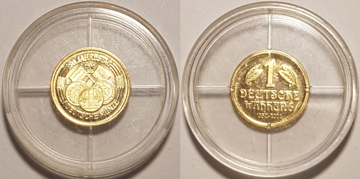 Goldmedaille 50. Jahrestag 1 Deutsche Währung 1950–2000 PP