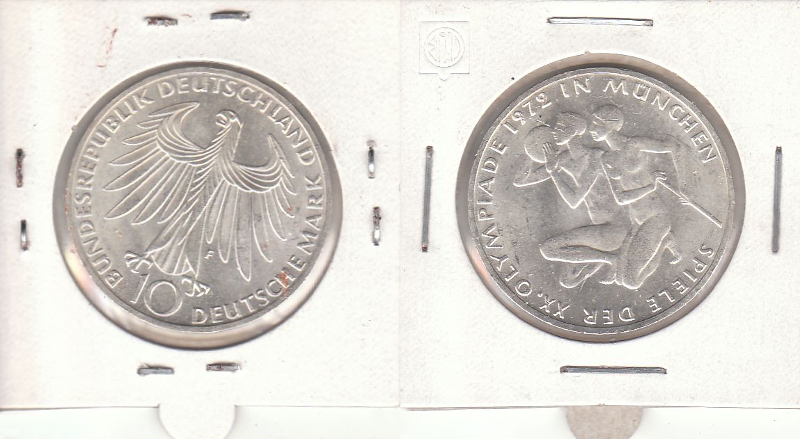 10 DM Gedenkmünze 1972 F Olympische Spiele 1972 in München – Sportlerpaar ST
