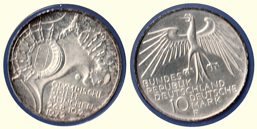 10 DM Gedenkmünze 1972 F Olympiastadion mit Zeltdach ST