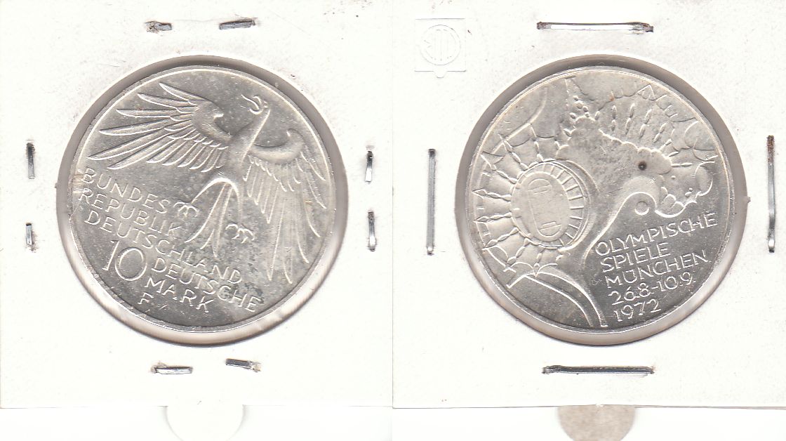 10 DM Gedenkmünze 1972 F Olympische Spiele München – Zeltdach / Olympiastadion ST