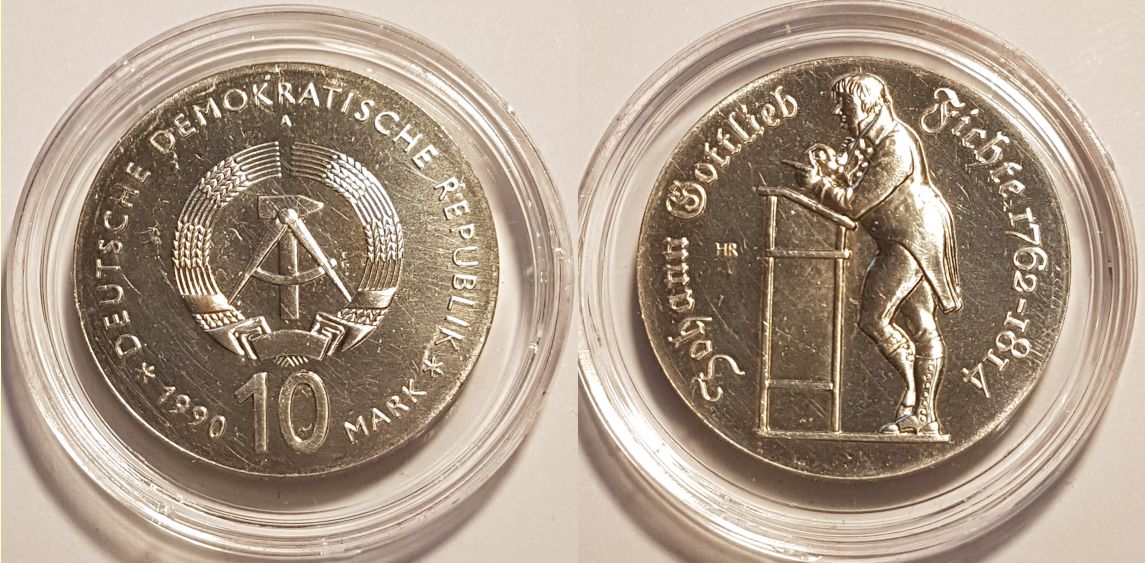 10 Mark DDR Gedenkmünze 1990 A Johann Gottlieb Fichte ST