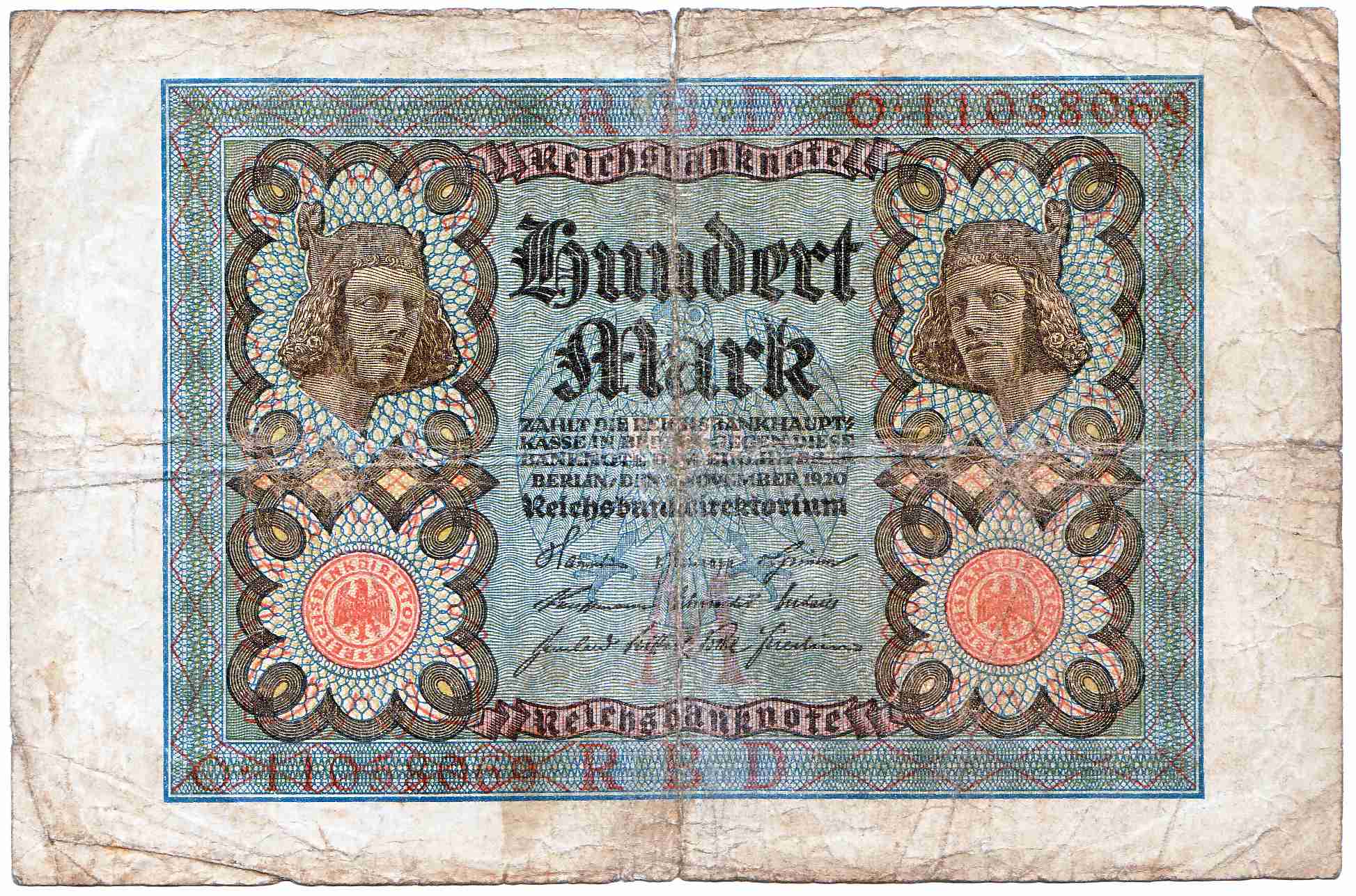 100 Mark Reichsbanknote 1920 F