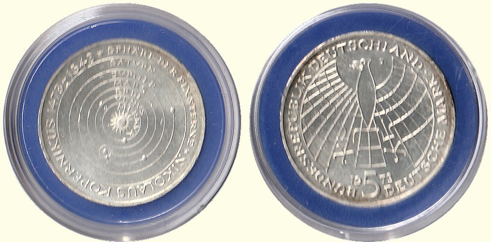 5 DM Gedenkmünze 1973 J 500. Geburtstag Nikolaus Kopernikus ST