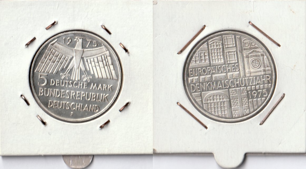 5 DM Gedenkmünze 1975 F Europäisches Denkmalschutzjahr ST