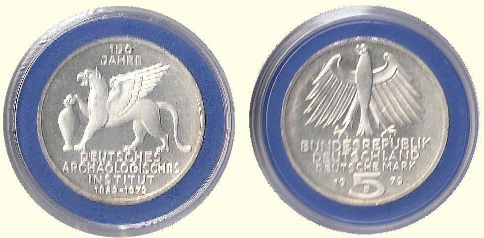 5 DM Gedenkmünze 1979 J 150 Jahre Deutsches Archäologisches Institut ST