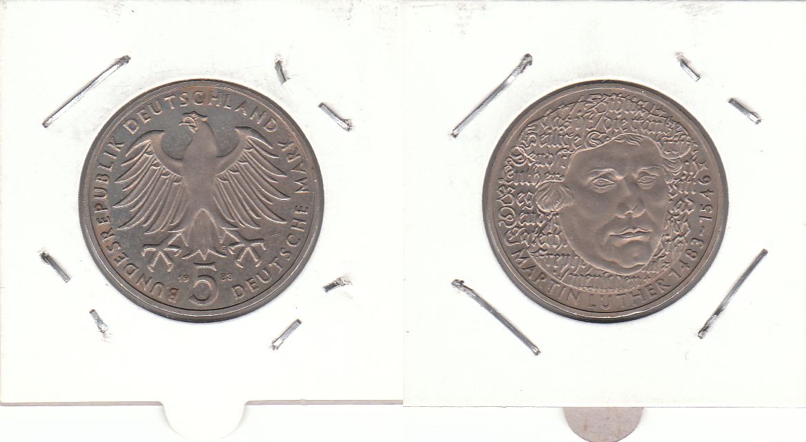 5 DM Gedenkmünze 1983 G 500. Geburtstag Martin Luther ST