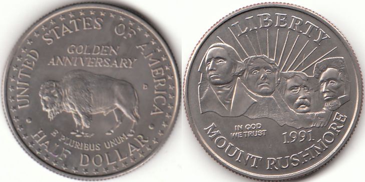 Half Dollar USA 1991 D – Mount Rushmore Anniversary – Silbermünze